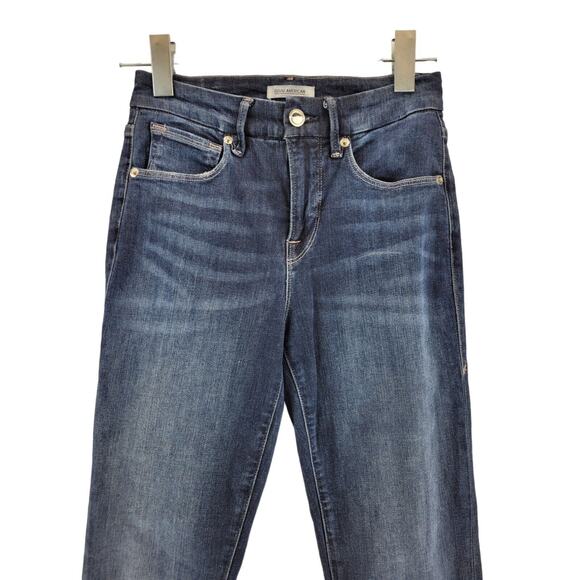 Good American Skinny Jeans Good Legs Crop Size 2 /24" Waist Dark Wash Stretch - Picture 2 of 8